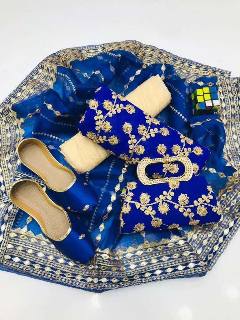 3 PC Winter Fancy Suit with Handmade Dupatta, Free Clutch & Khussa Gift! - fashionforcepk