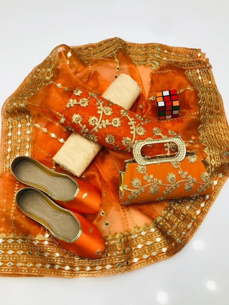 3 PC Winter Fancy Suit with Handmade Dupatta, Free Clutch & Khussa Gift! - fashionforcepk