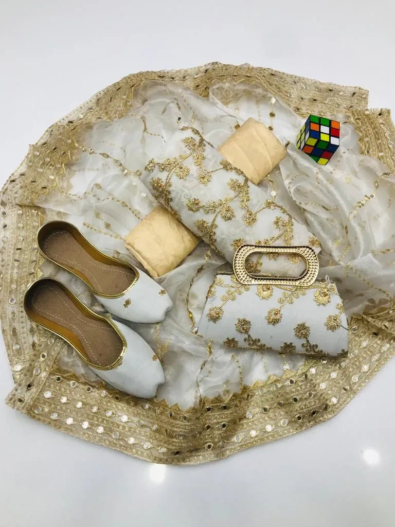 3 PC Winter Fancy Suit with Handmade Dupatta, Free Clutch & Khussa Gift! - fashionforcepk