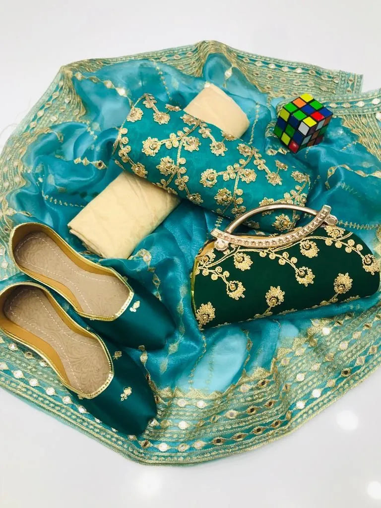 3 PC Winter Fancy Suit with Handmade Dupatta, Free Clutch & Khussa Gift! - fashionforcepk