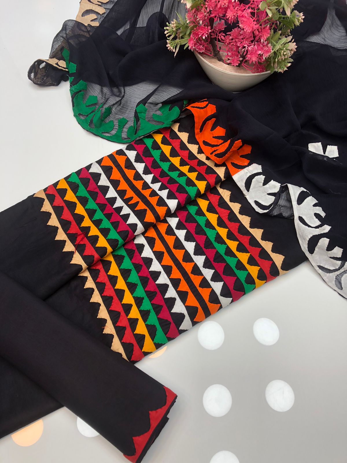 3 PC Unstitched Hand Embroidered Cotton Dress Collection