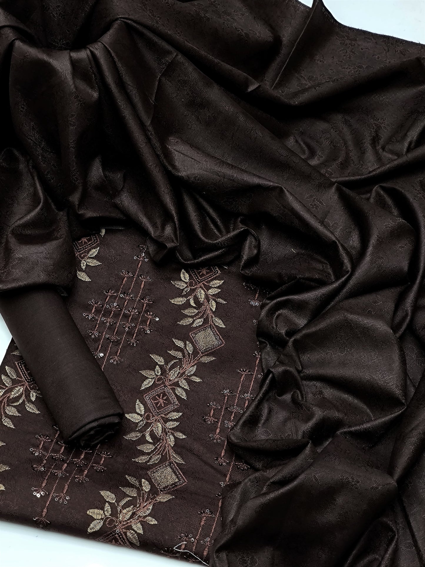 3 PC Dhanak Jacquard Shirt, Shawl & Khaddar Trouser - fashionforcepk