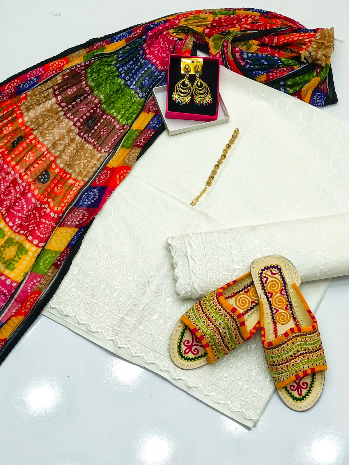 3 PC Summer Chikan Kari Dress