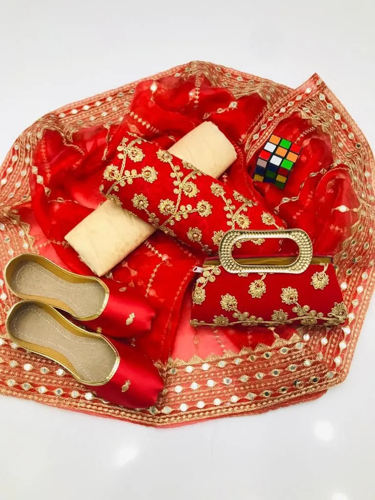 3 PC Winter Fancy Suit with Handmade Dupatta, Free Clutch & Khussa Gift! - fashionforcepk