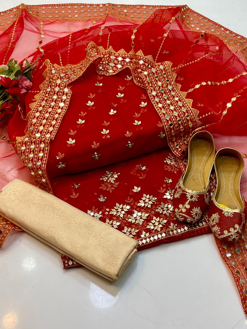 3 PC Organza All-Over Work Shirt, Tissue Pani Shesha Dupatta & Masoori Trouser