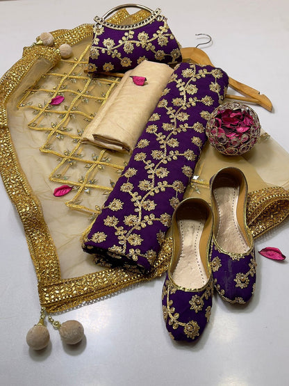 Chiffon Wedding Dress Shirt, Masoore Trouser & Dupatta, Khussa Gift! - fashionforcepk