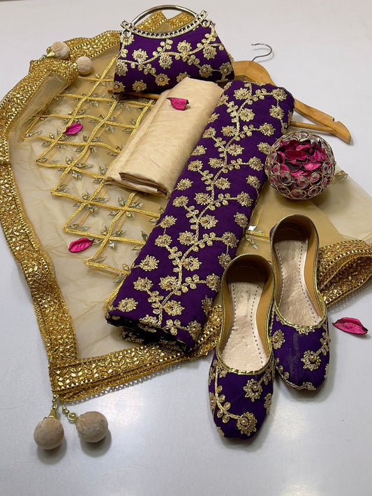 Chiffon Wedding Dress Shirt, Masoore Trouser & Dupatta, Khussa Gift! - fashionforcepk