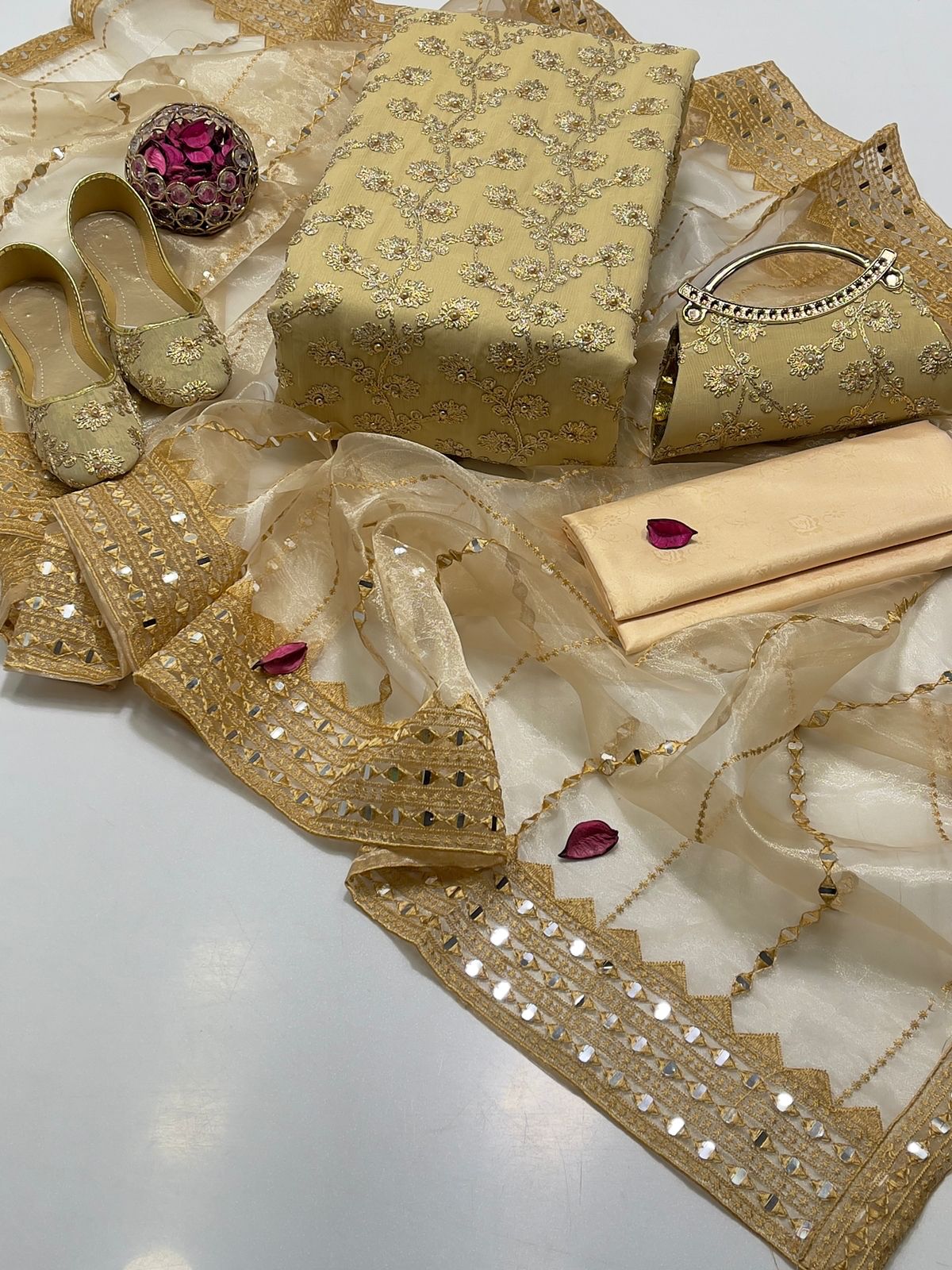 3 PC Winter Suit with Pearl Dori Work and Free Clutch & Khussa Gift! - fashionforcepk
