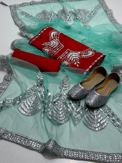 3 PC Party Collection Dress with Kataan & Chari Work, Free Gift - fashionforcepk