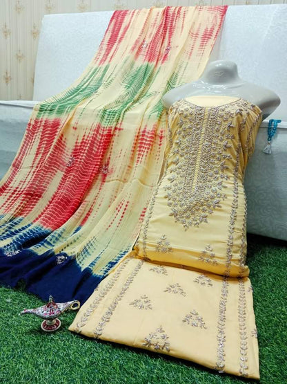 3PC Unstitched Summer Lawn Collection with Gotta Gala & Embroidery