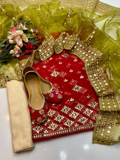 3 PC Organza All-Over Work Shirt, Tissue Pani Shesha Dupatta & Masoori Trouser