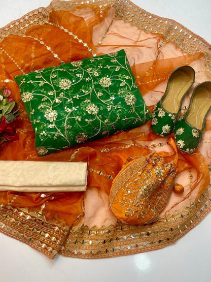 Organza Embroidered Shirt, Tissue Dupatta & Masoori Trouser