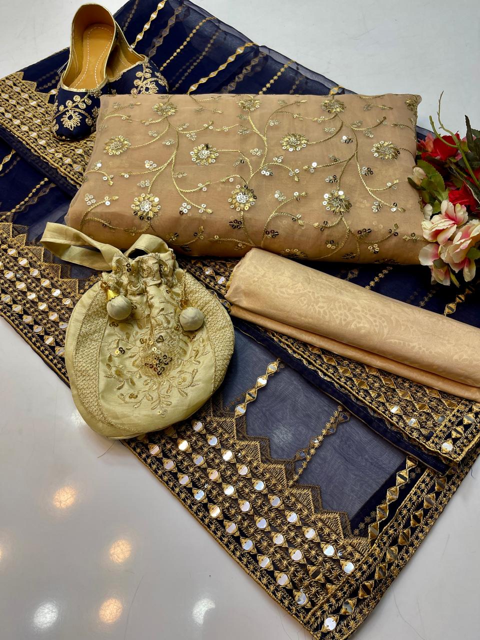 Organza Embroidered Shirt, Tissue Dupatta & Masoori Trouser