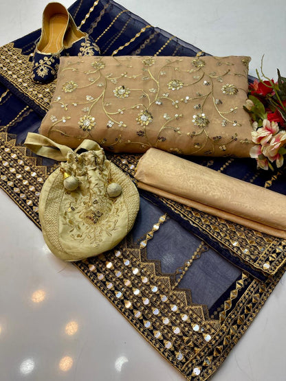 Organza Embroidered Shirt, Tissue Dupatta & Masoori Trouser