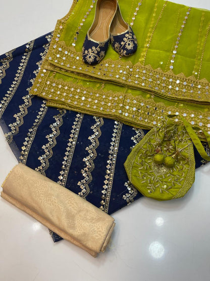 3 PC Soft Organza Embroidered Shirt, Tissue Dupatta & Masoori Trouser